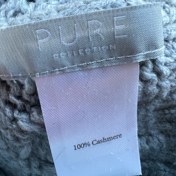 PURE 100% Cashmere Cable Knit Beanie Hat Gray Soft Luxury Winter - Picture 4 of 5